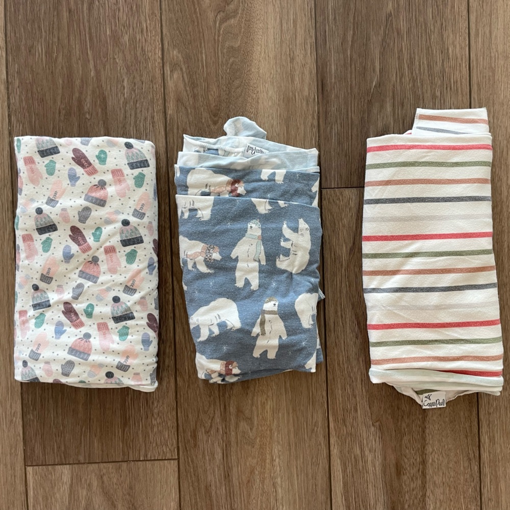 Christmas theme Copper Pearl swaddles